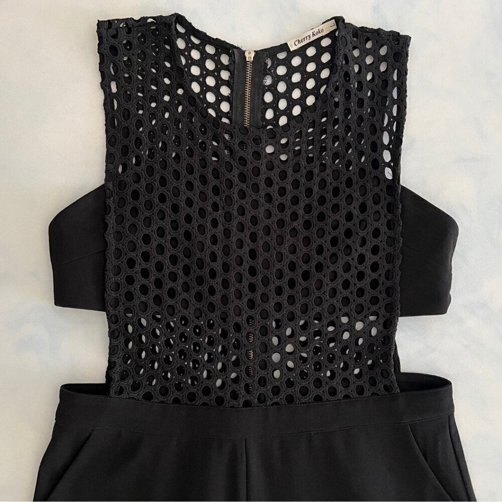 Cherry Koko Black Knit Bandeau Top Tapered Leg Jumpsuit - Picture 3 of 7